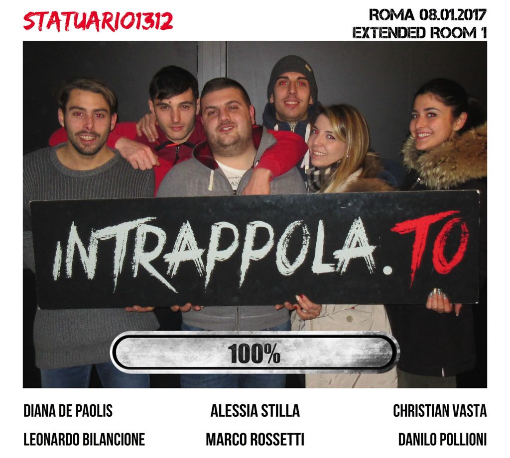 Il gruppo Statuario1312 è fuggito dalla nostra escape room Extended Room