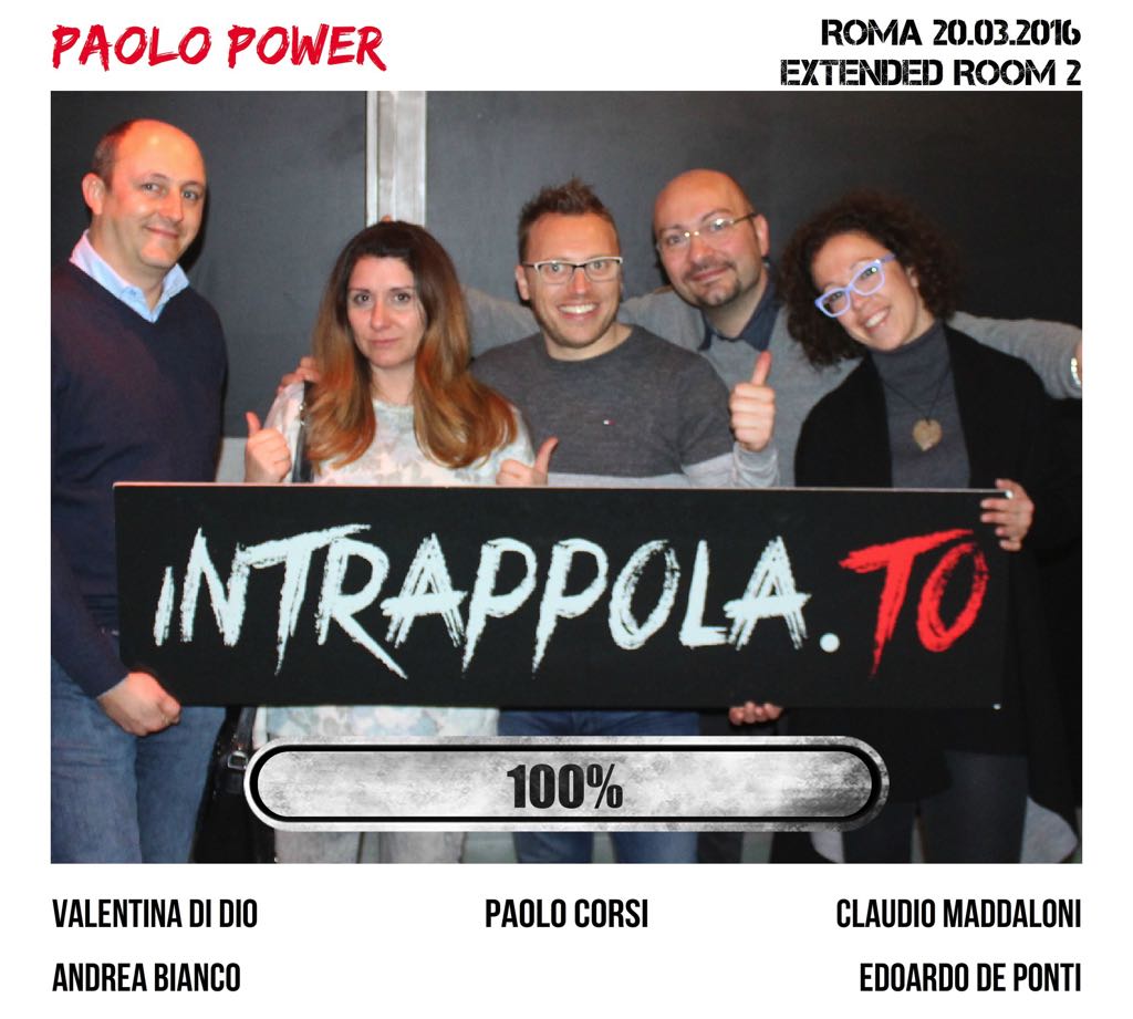 Il gruppo Paolo Power è fuggito dalla nostra escape room Extended Room