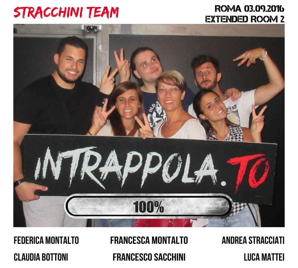 Il gruppo Stracchini team è fuggito dalla nostra escape room Extended Room