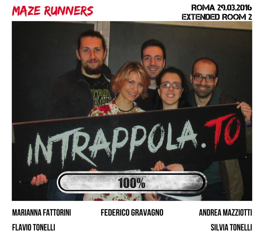 Il gruppo maze runners è fuggito dalla nostra escape room Extended Room