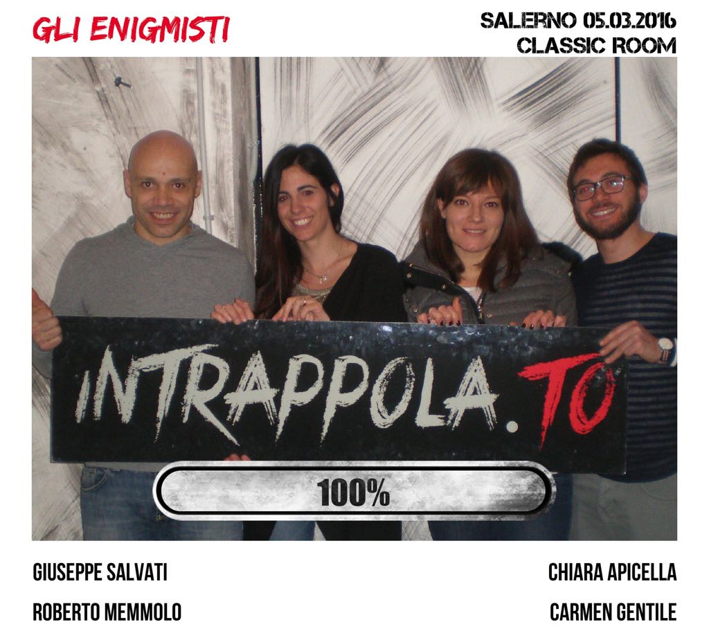 Il gruppo Gli enigmisti  è fuggito dalla nostra escape room Classic Room