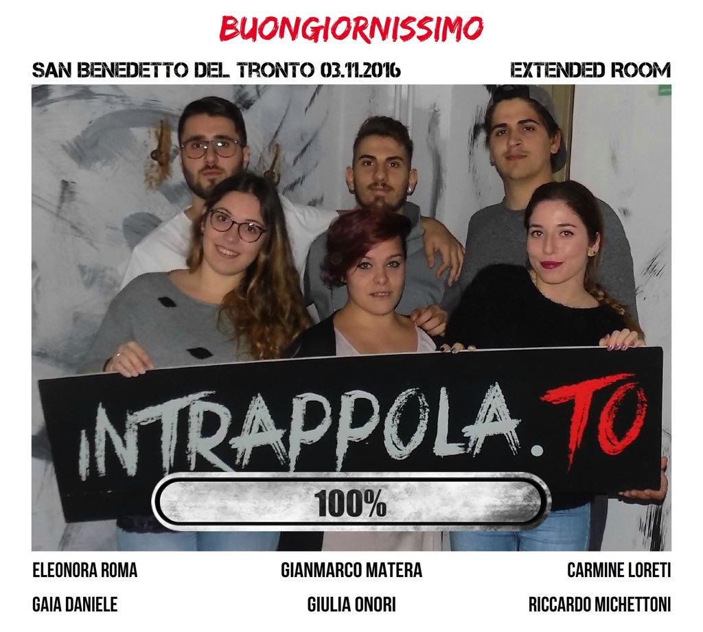 Il gruppo BUONGIORNISSIMO è fuggito dalla nostra escape room Extended Room