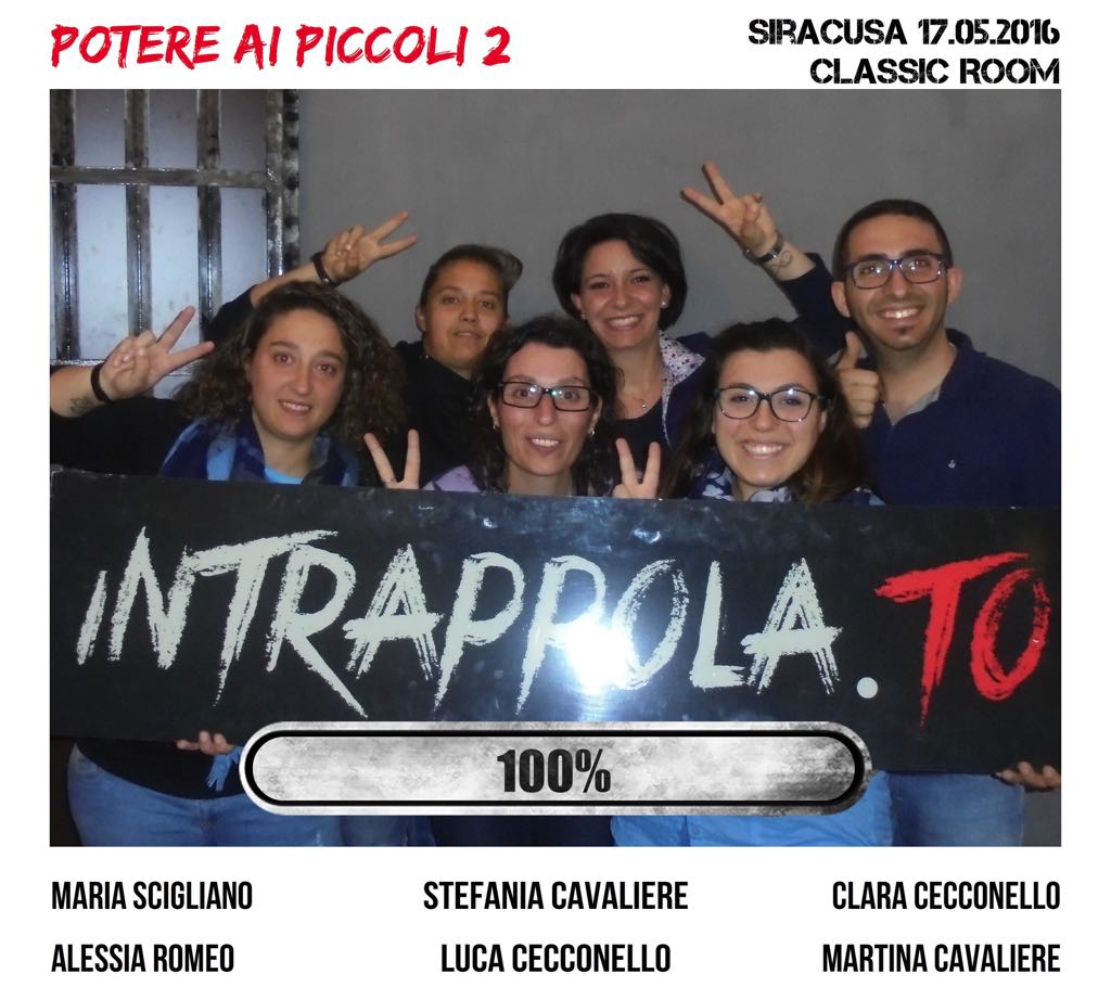 Il gruppo Potere ai piccoli 2 è fuggito dalla nostra escape room Classic Room