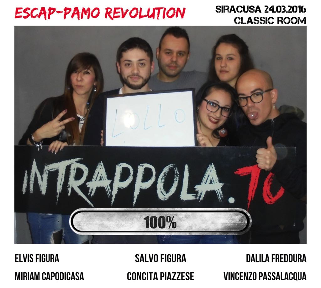 Il gruppo escap-pamo revolution  è fuggito dalla nostra escape room Classic Room