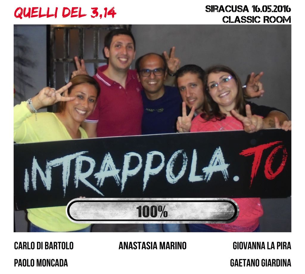 Il gruppo quelli del 3,14 è fuggito dalla nostra escape room Classic Room