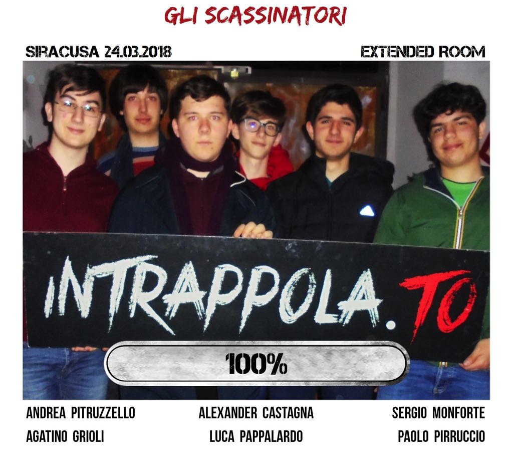 Il gruppo Gli Scassinatori è fuggito dalla nostra escape room Extended Room