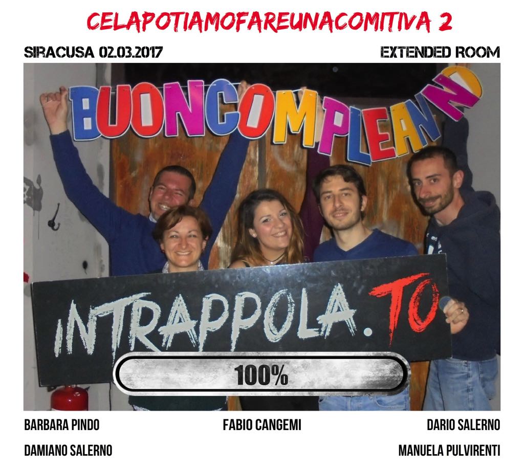 Il gruppo #celapotiamofareunacomitiva 2 è fuggito dalla nostra escape room Extended Room