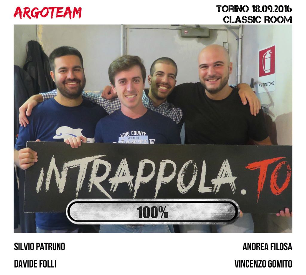 Il gruppo ArgoTeam è fuggito dalla nostra escape room Classic Room