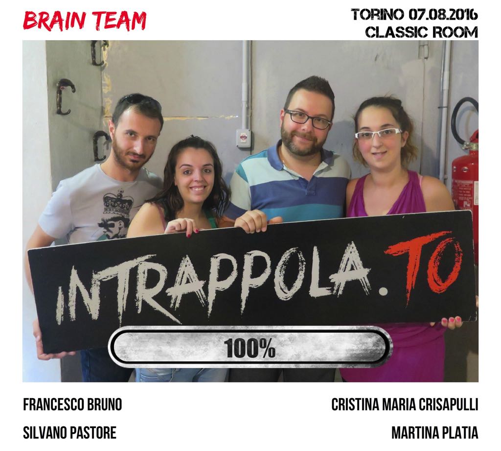 Il gruppo Brain Team è fuggito dalla nostra escape room Classic Room