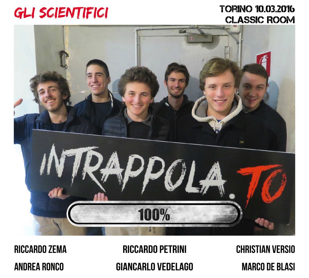 Il gruppo Gli Scientifici è fuggito dalla nostra escape room Classic Room