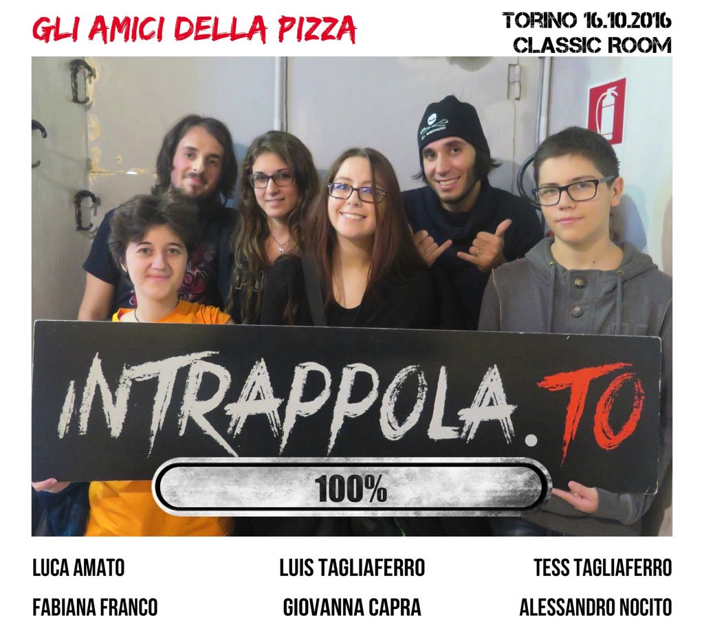 Il gruppo Gli amici della pizza è fuggito dalla nostra escape room Classic Room