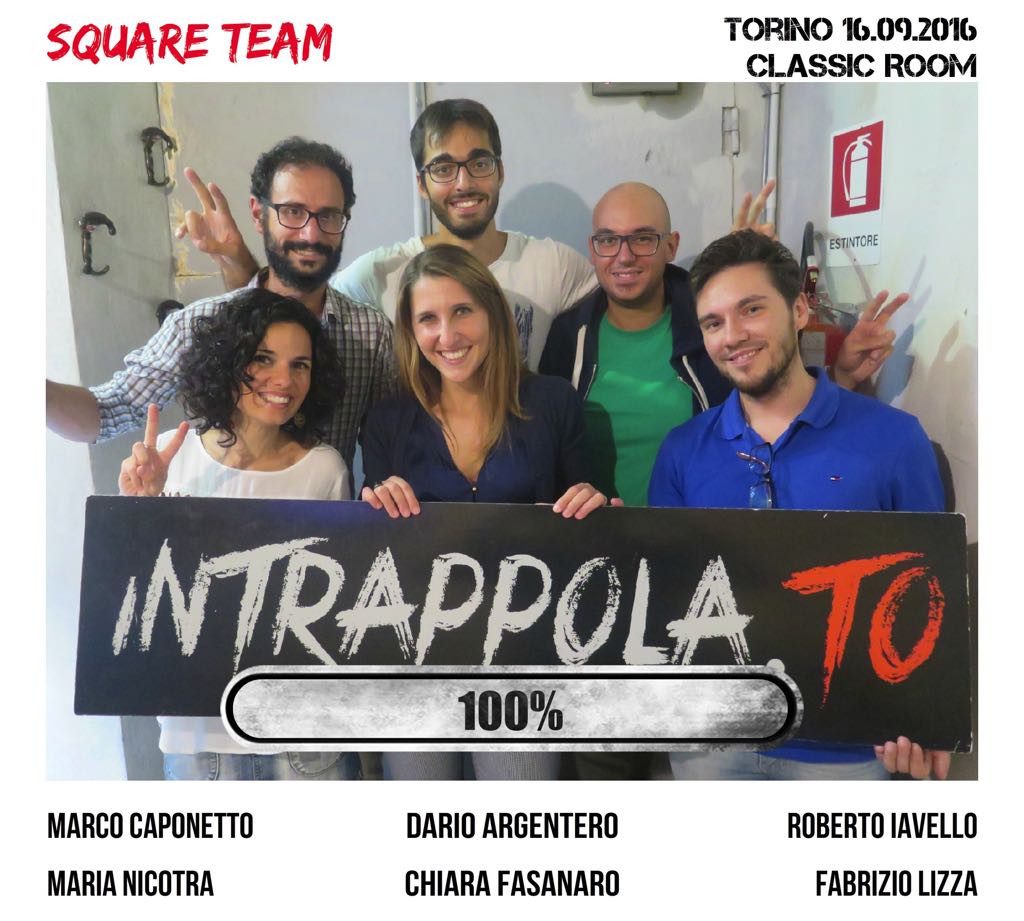 Il gruppo Square Team è fuggito dalla nostra escape room Classic Room