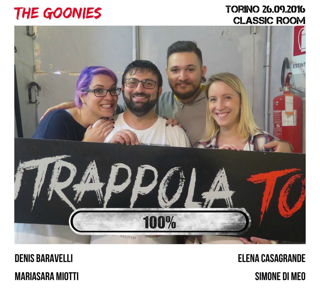 Il gruppo The goonies è fuggito dalla nostra escape room Classic Room