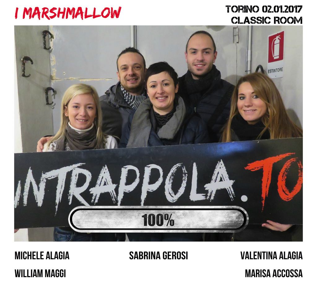 Il gruppo i Marshmallow è fuggito dalla nostra escape room Classic Room