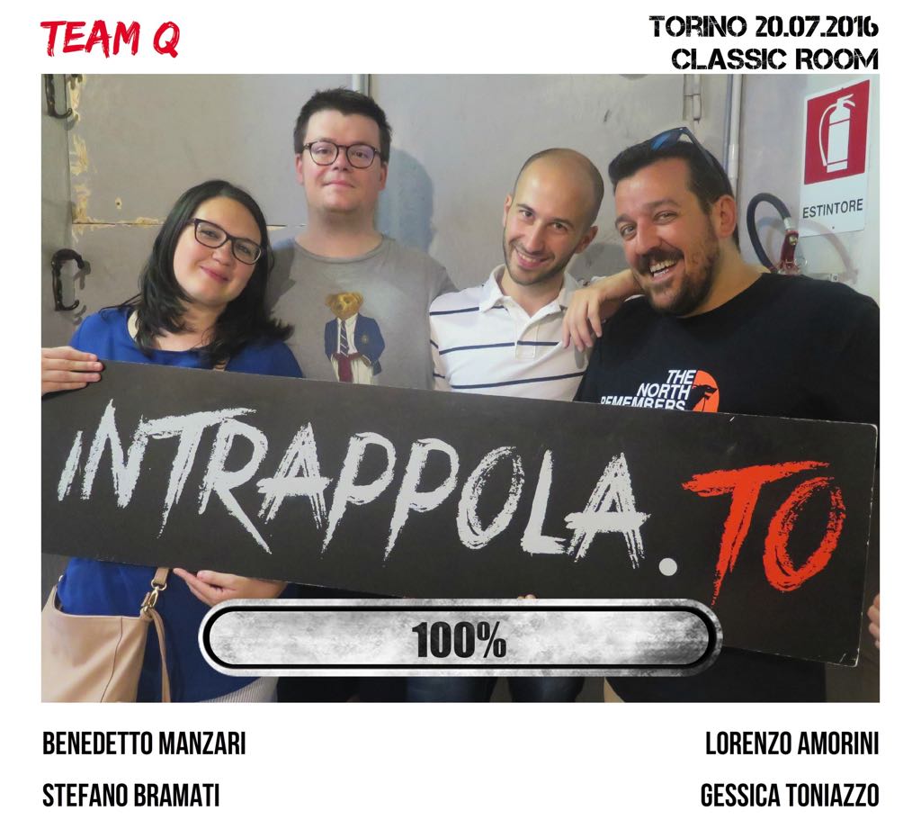 Il gruppo team q è fuggito dalla nostra escape room Classic Room