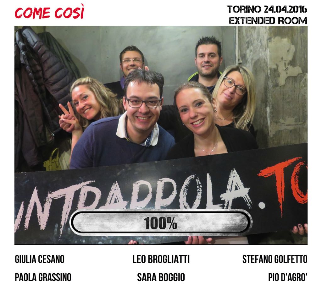 Il gruppo COME COSÌ  è fuggito dalla nostra escape room Extended Room