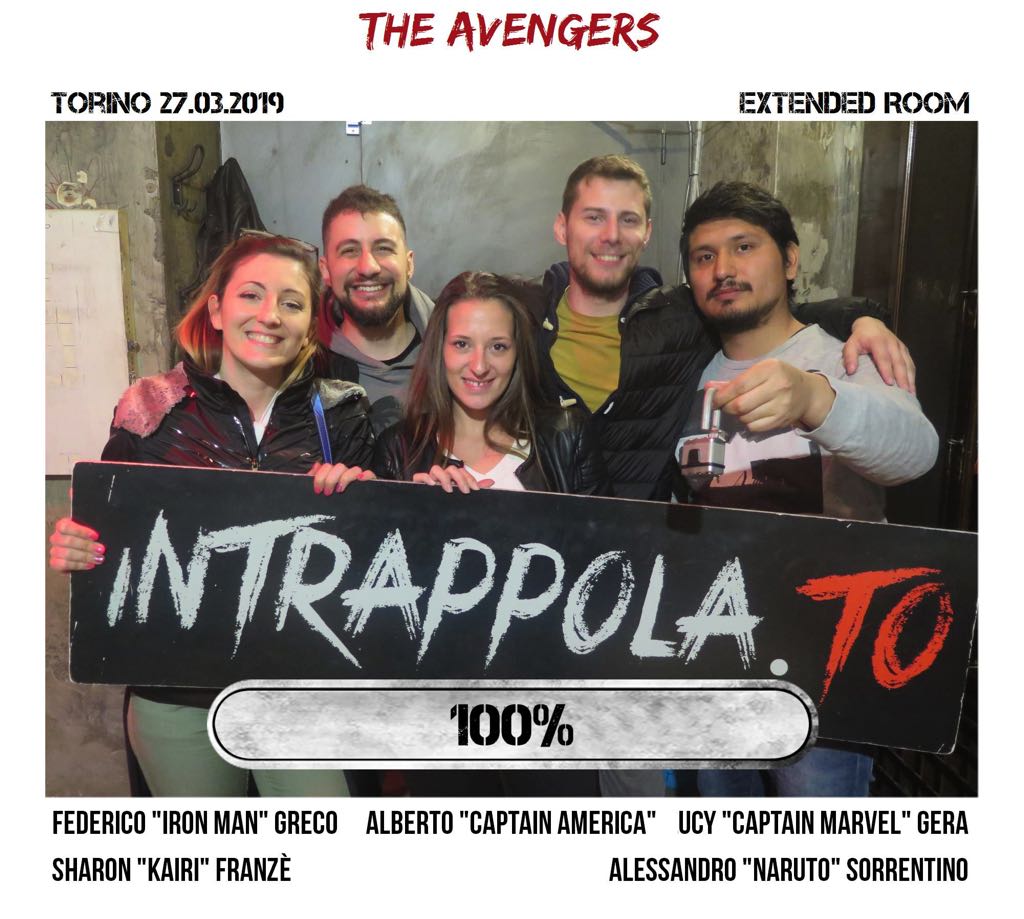 Il gruppo The Avengers è fuggito dalla nostra escape room Extended Room