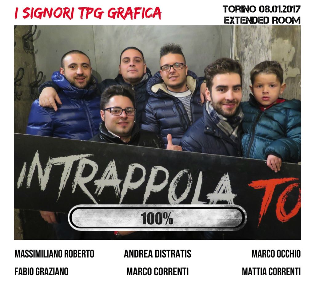 Il gruppo i signori TPG grafica è fuggito dalla nostra escape room Extended Room