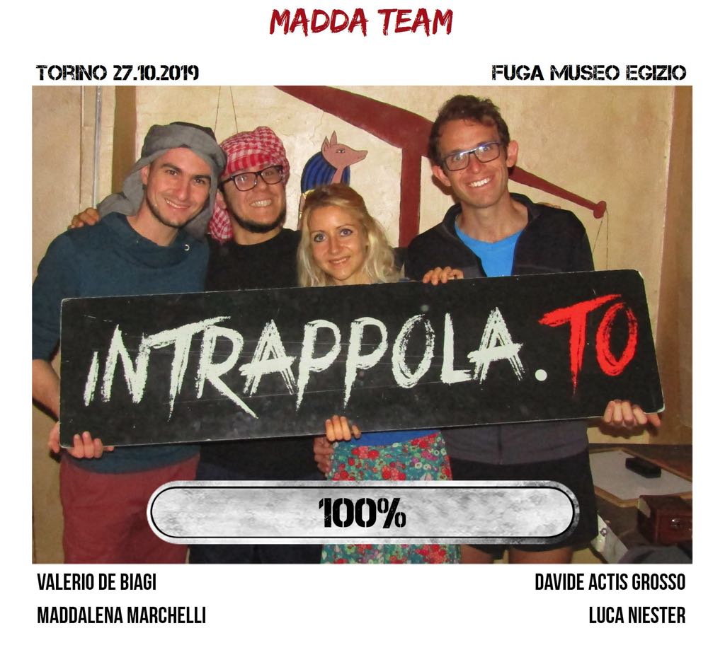Il gruppo Madda Team è fuggito dalla nostra escape room Fuga Museo Egizio