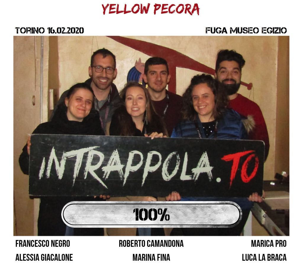 Il gruppo yellow pecora è fuggito dalla nostra escape room Fuga Museo Egizio