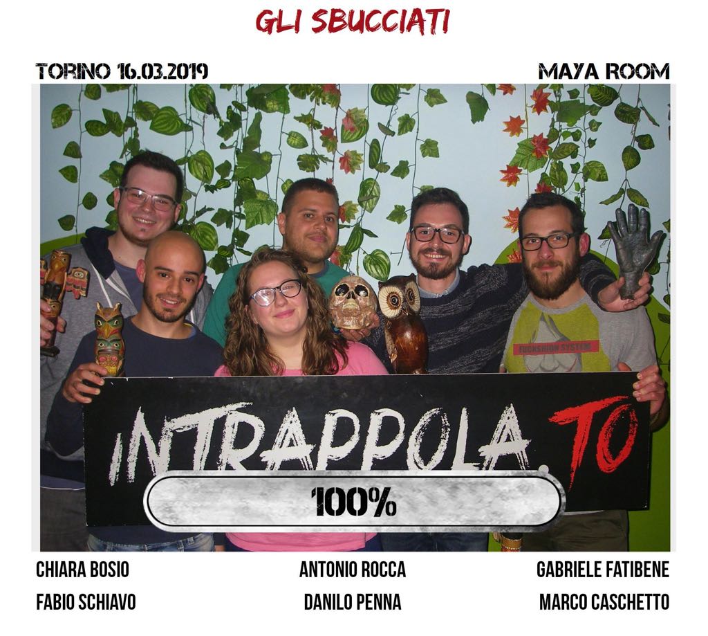 Il gruppo Gli sbucciati è fuggito dalla nostra escape room Maya Room