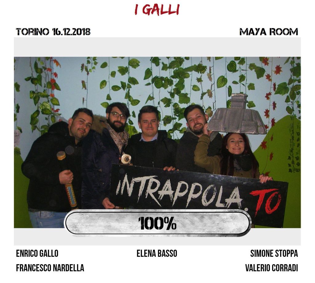Il gruppo I Galli è fuggito dalla nostra escape room Maya Room