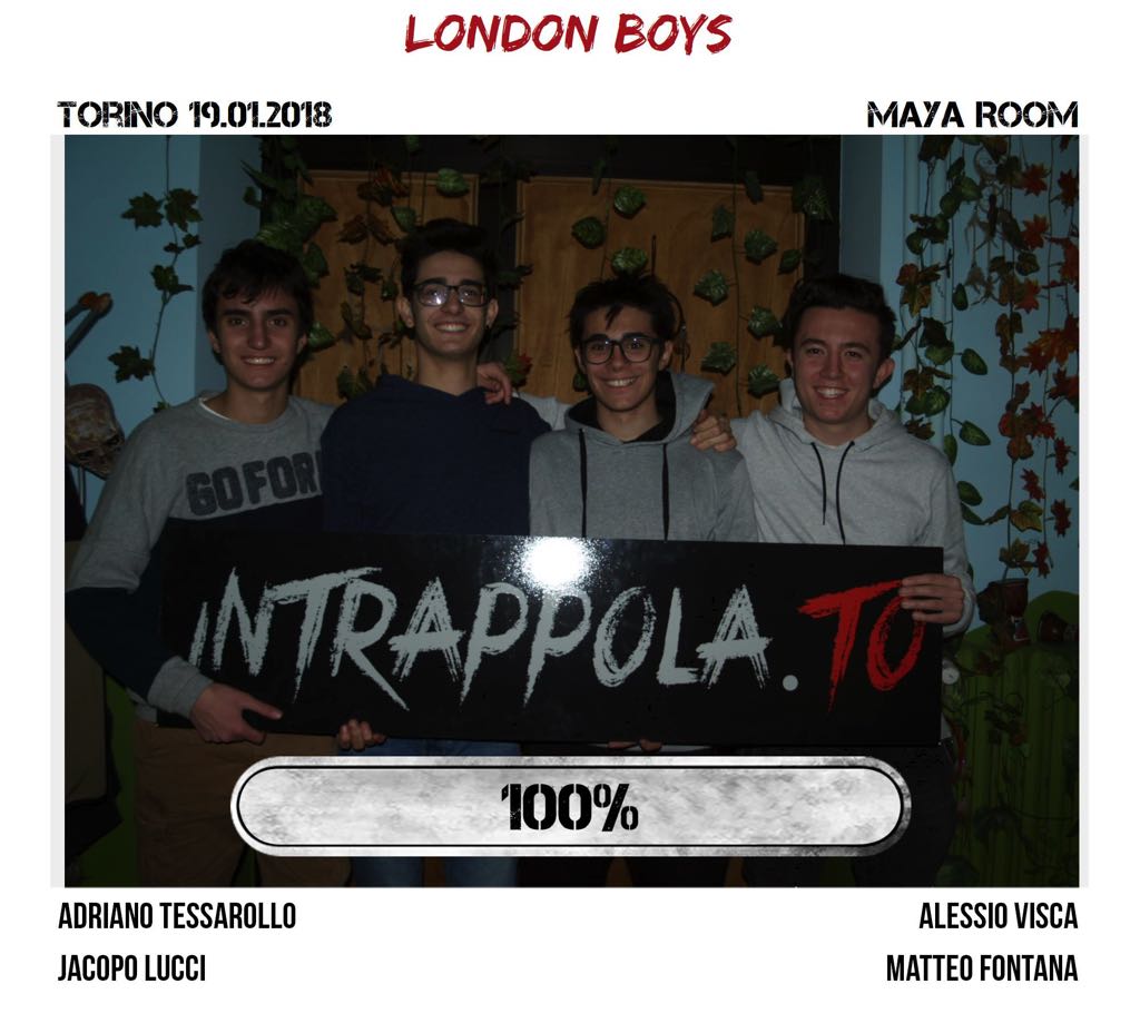 Il gruppo London Boys è fuggito dalla nostra escape room Maya Room