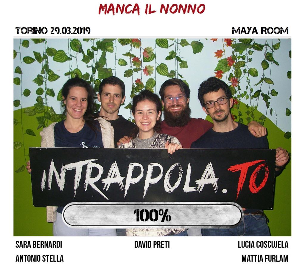 Il gruppo Manca il nonno è fuggito dalla nostra escape room Maya Room