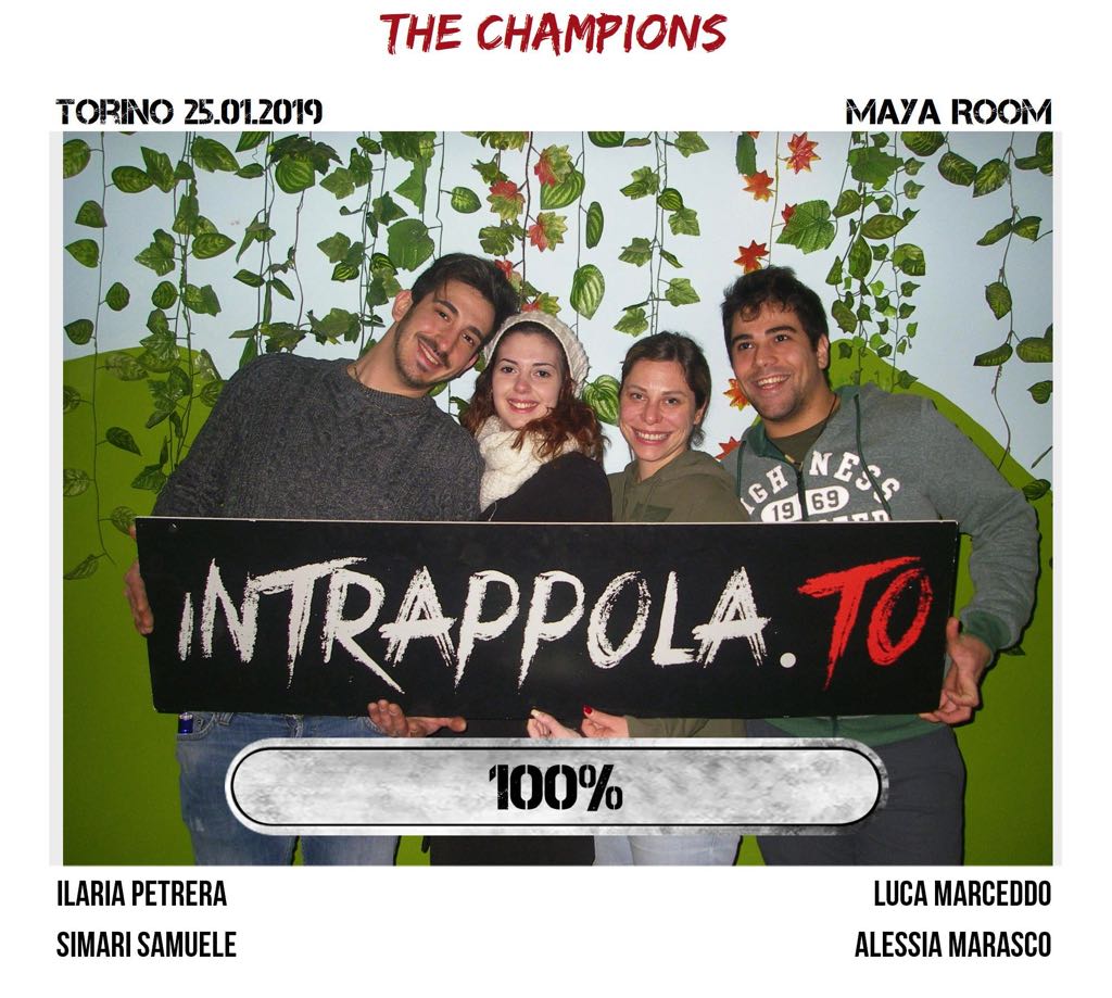 Il gruppo The Champions è fuggito dalla nostra escape room Maya Room