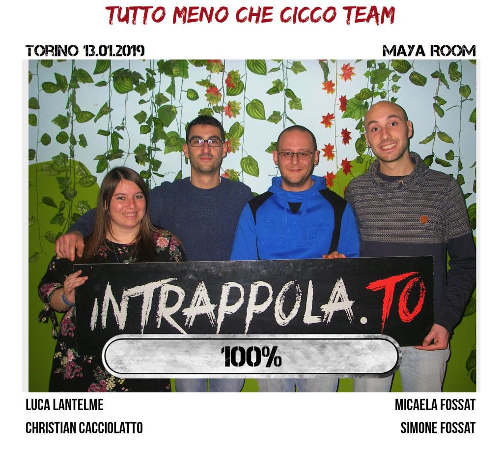 Il gruppo Tutto meno che cicco team è fuggito dalla nostra escape room Maya Room