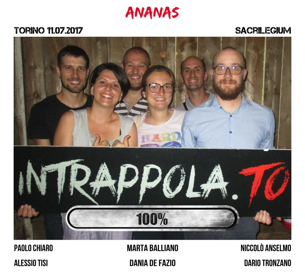 Il gruppo Ananas è fuggito dalla nostra escape room Sacrilegium