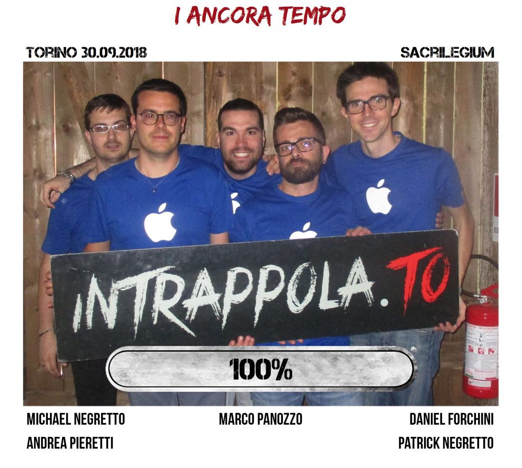 Il gruppo i ancora tempo è fuggito dalla nostra escape room Sacrilegium