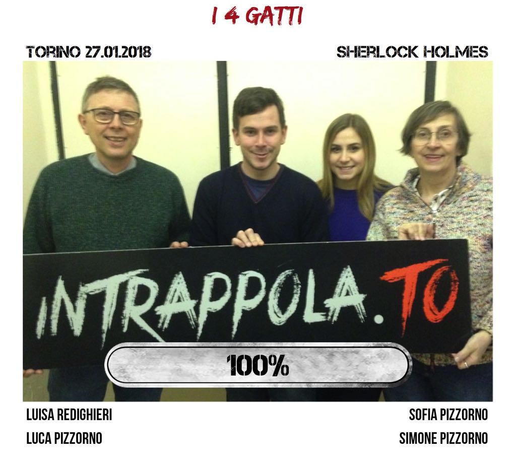Il gruppo i 4 gatti è fuggito dalla nostra escape room Sherlock Holmes