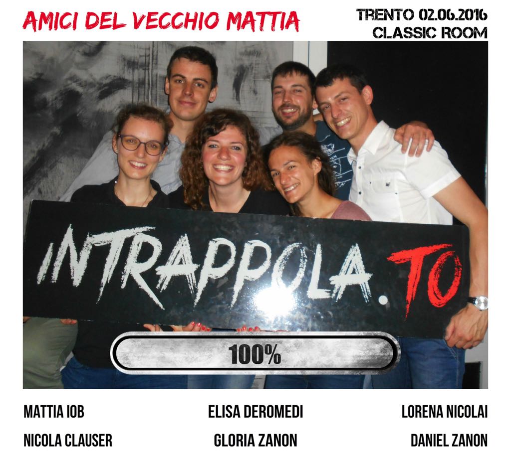 Il gruppo Amici del VECCHIO Mattia è fuggito dalla nostra escape room Classic Room