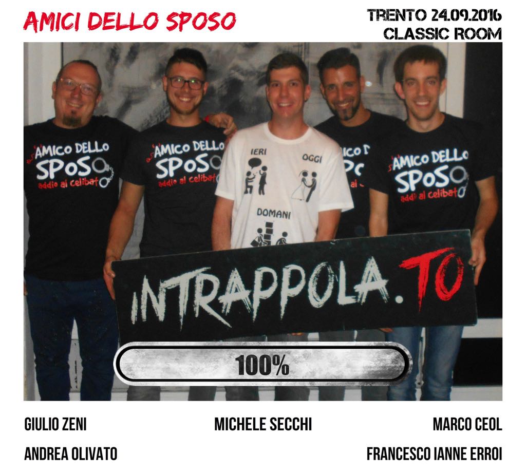 Il gruppo Amici dello sposo è fuggito dalla nostra escape room Classic Room