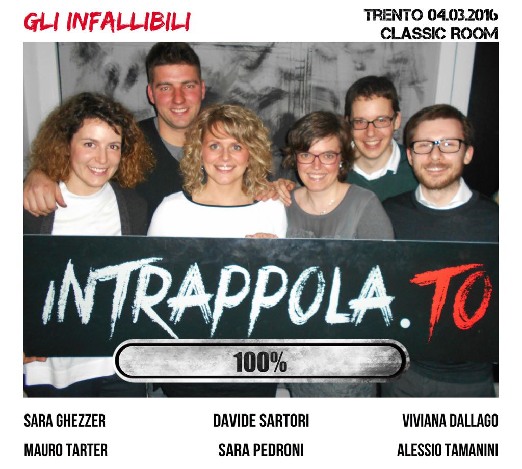 Il gruppo Gli infallibili è fuggito dalla nostra escape room Classic Room