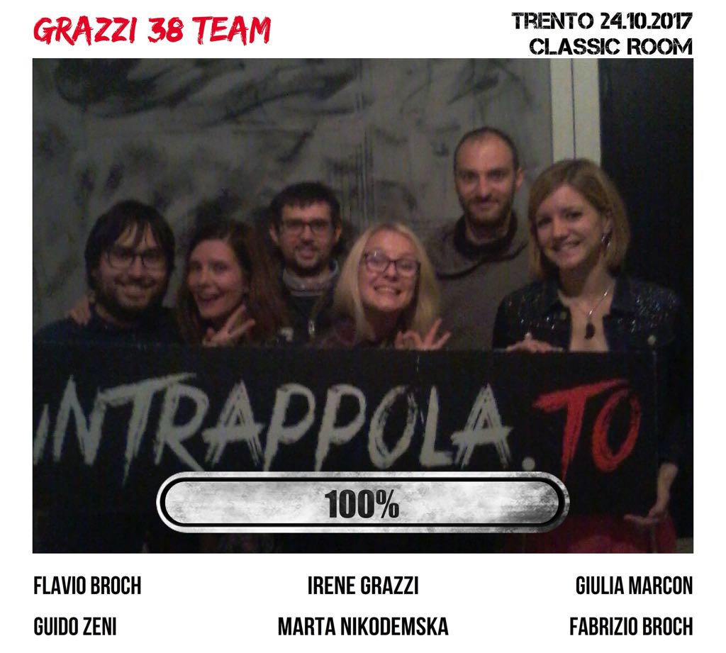 Il gruppo Grazzi 38 Team è fuggito dalla nostra escape room Classic Room