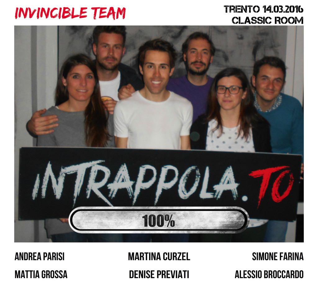 Il gruppo invincible team è fuggito dalla nostra escape room Classic Room