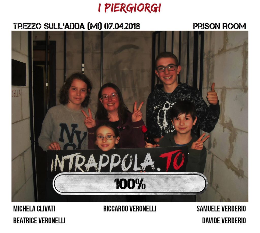 Il gruppo I Piergiorgi è fuggito dalla nostra escape room Prison Room