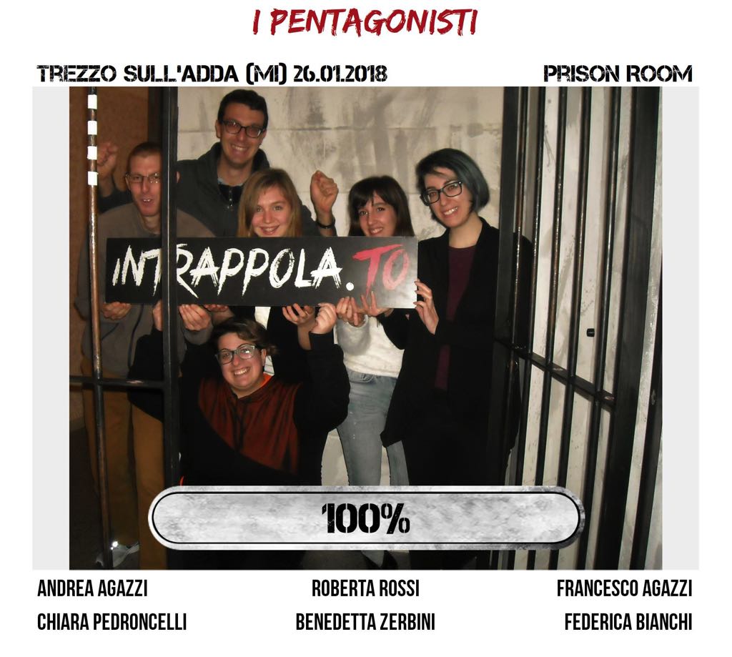 Il gruppo i pentagonisti è fuggito dalla nostra escape room Prison Room