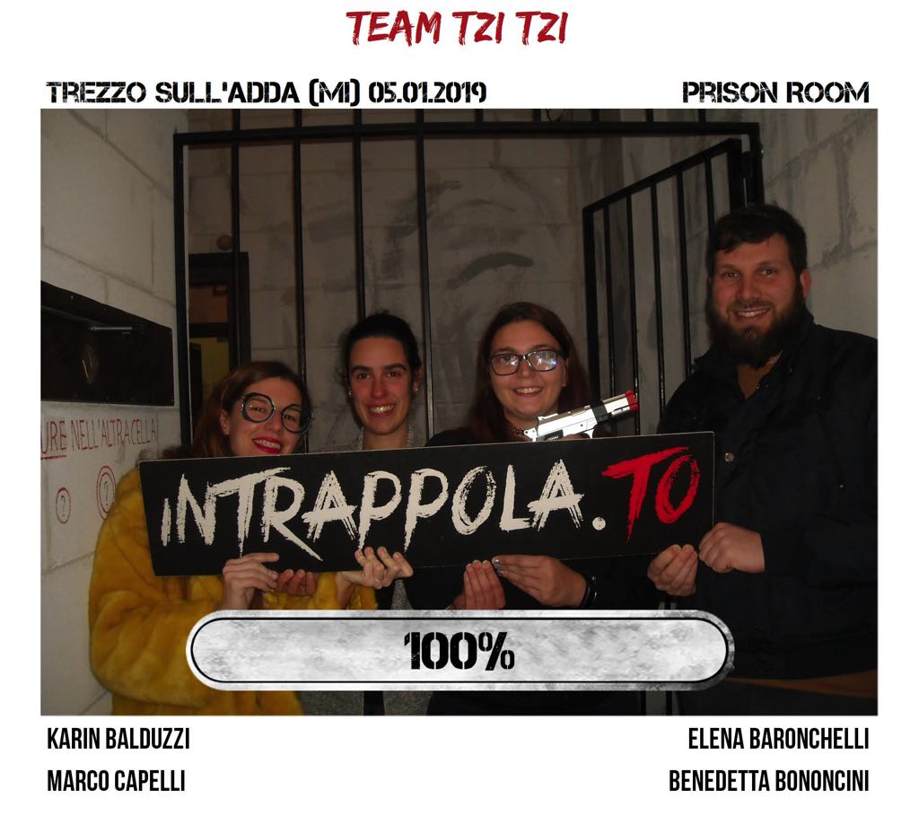 Il gruppo team tzi tzi è fuggito dalla nostra escape room Prison Room