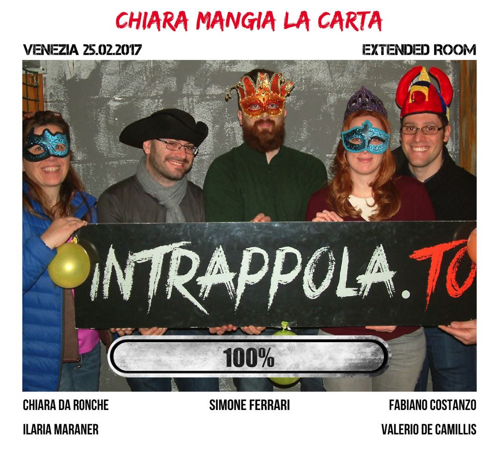 Il gruppo Chiara mangia la carta è fuggito dalla nostra escape room Extended Room