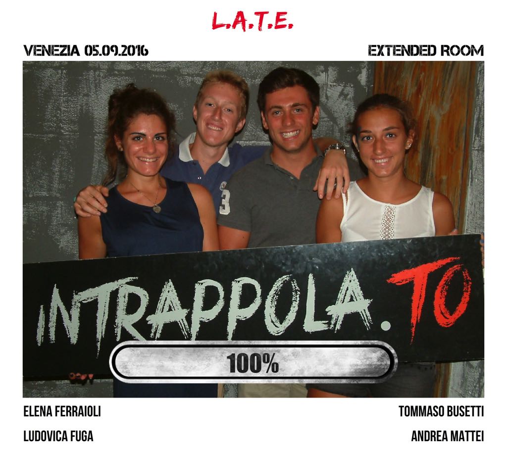 Il gruppo L.A.T.E. è fuggito dalla nostra escape room Extended Room