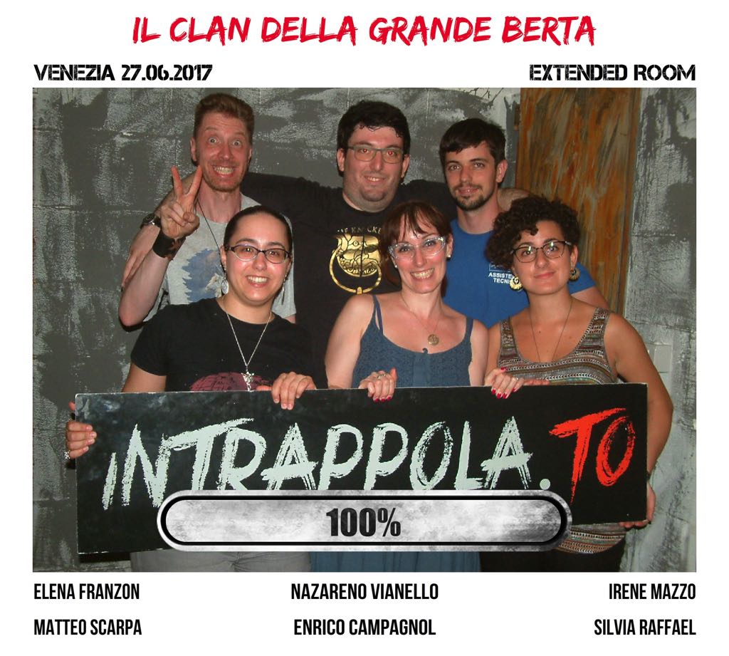 Il gruppo il clan della grande berta è fuggito dalla nostra escape room Extended Room