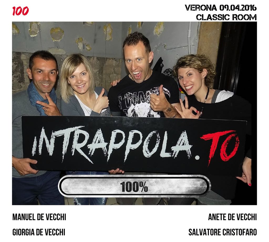 Il gruppo 100% è fuggito dalla nostra escape room Classic Room