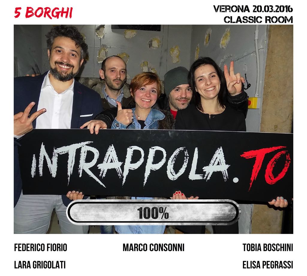 Il gruppo 5 Borghi è fuggito dalla nostra escape room Classic Room