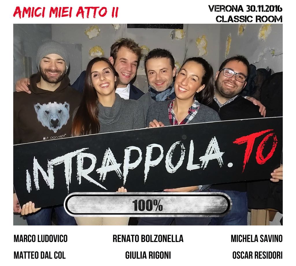 Il gruppo AMICI MIEI ATTO II è fuggito dalla nostra escape room Classic Room