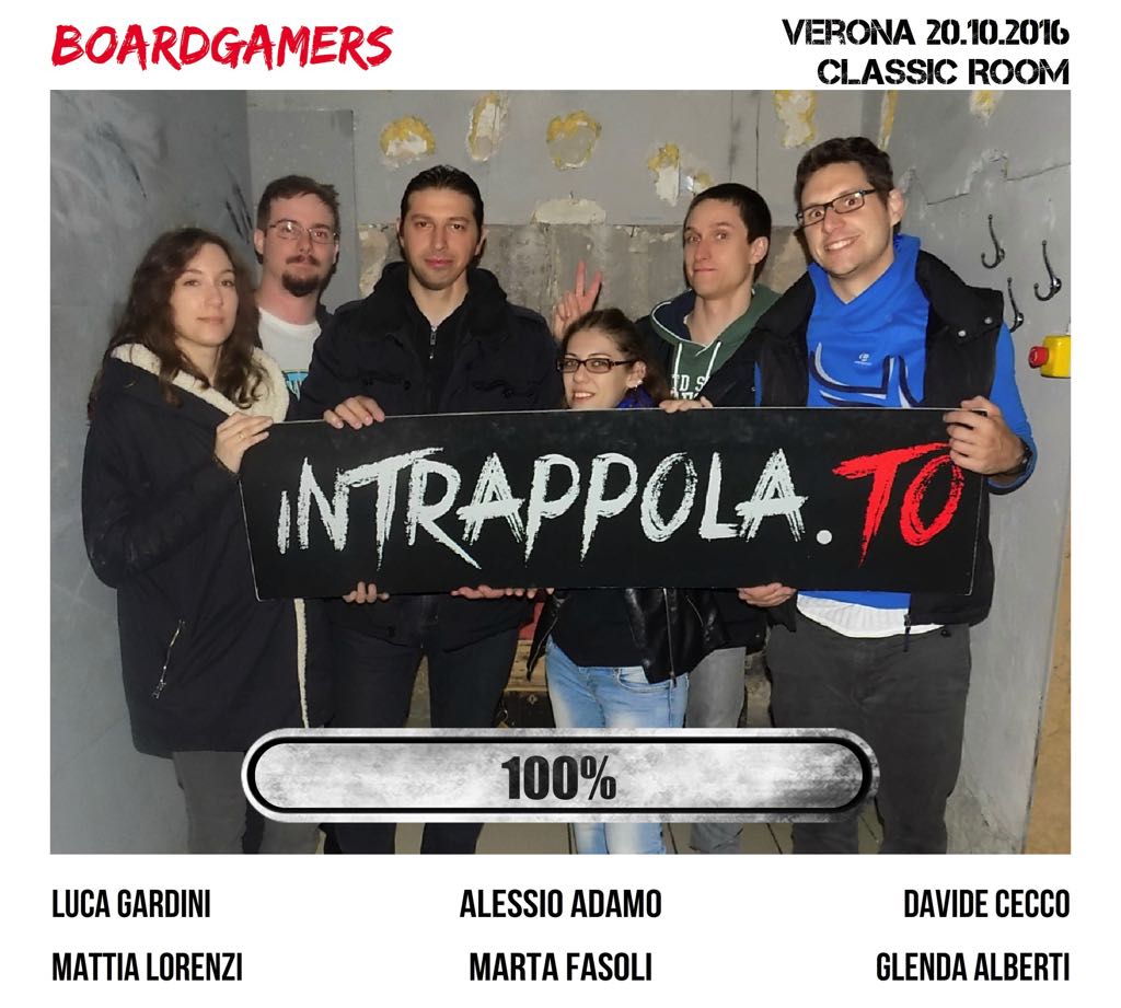 Il gruppo Boardgamers è fuggito dalla nostra escape room Classic Room