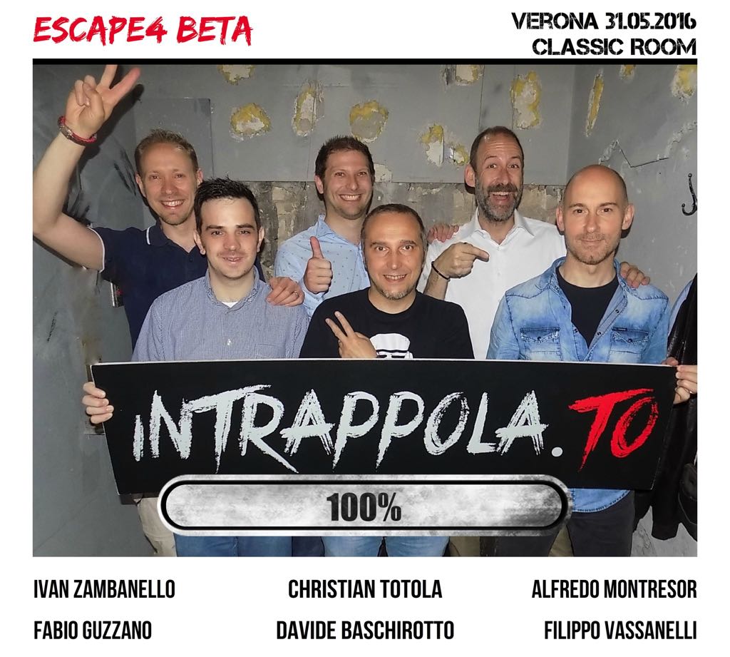 Il gruppo ESCAPE4 BETA è fuggito dalla nostra escape room Classic Room