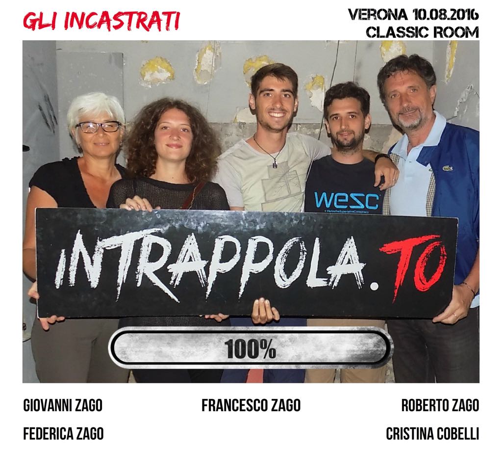 Il gruppo Gli Incastrati è fuggito dalla nostra escape room Classic Room